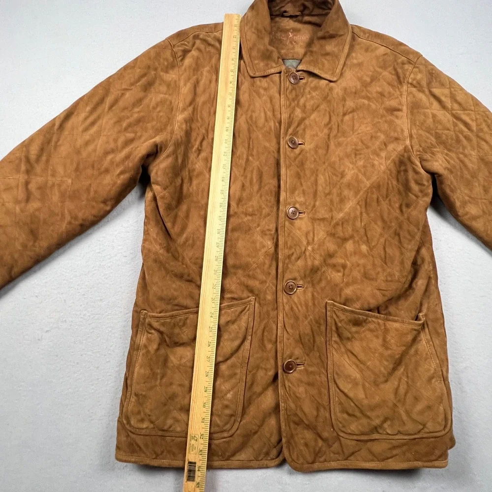 Johnnie Walker Quilted Goat Suede Jacket Mens M Brown Field Coat Outdoor Luxury